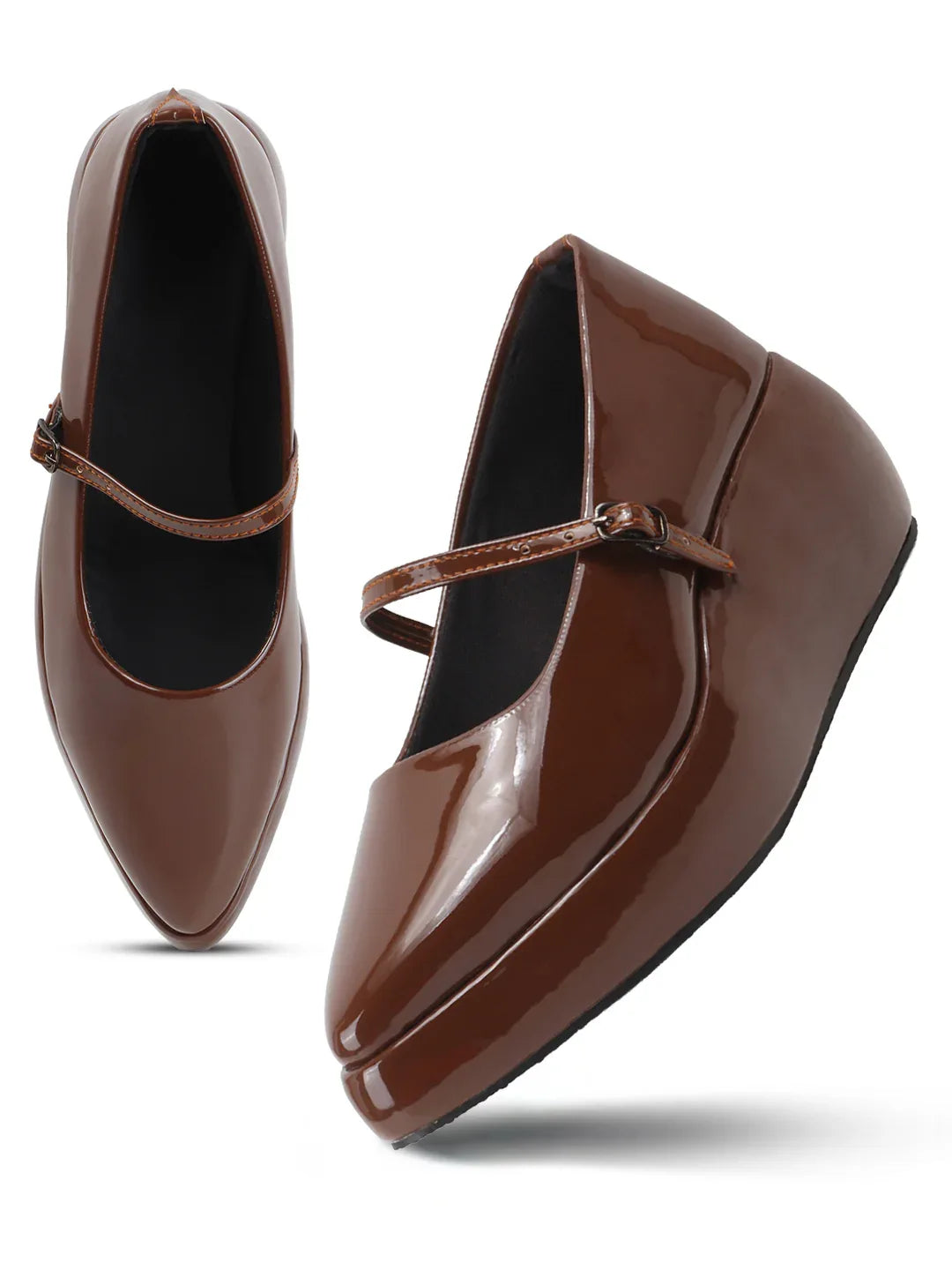 Rounded Toe Platform Mary Jane Shoes