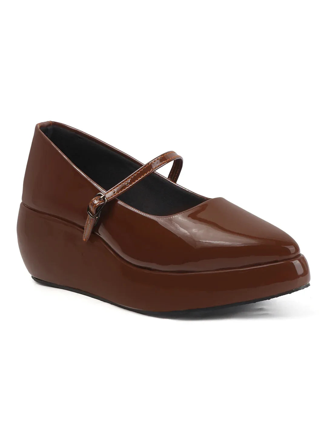 Rounded Toe Platform Mary Jane Shoes