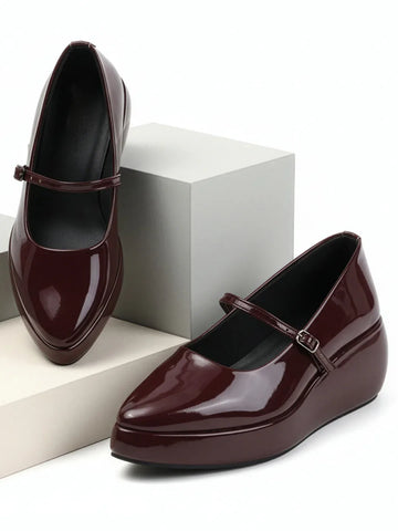 Rounded Toe Platform Mary Jane Shoes