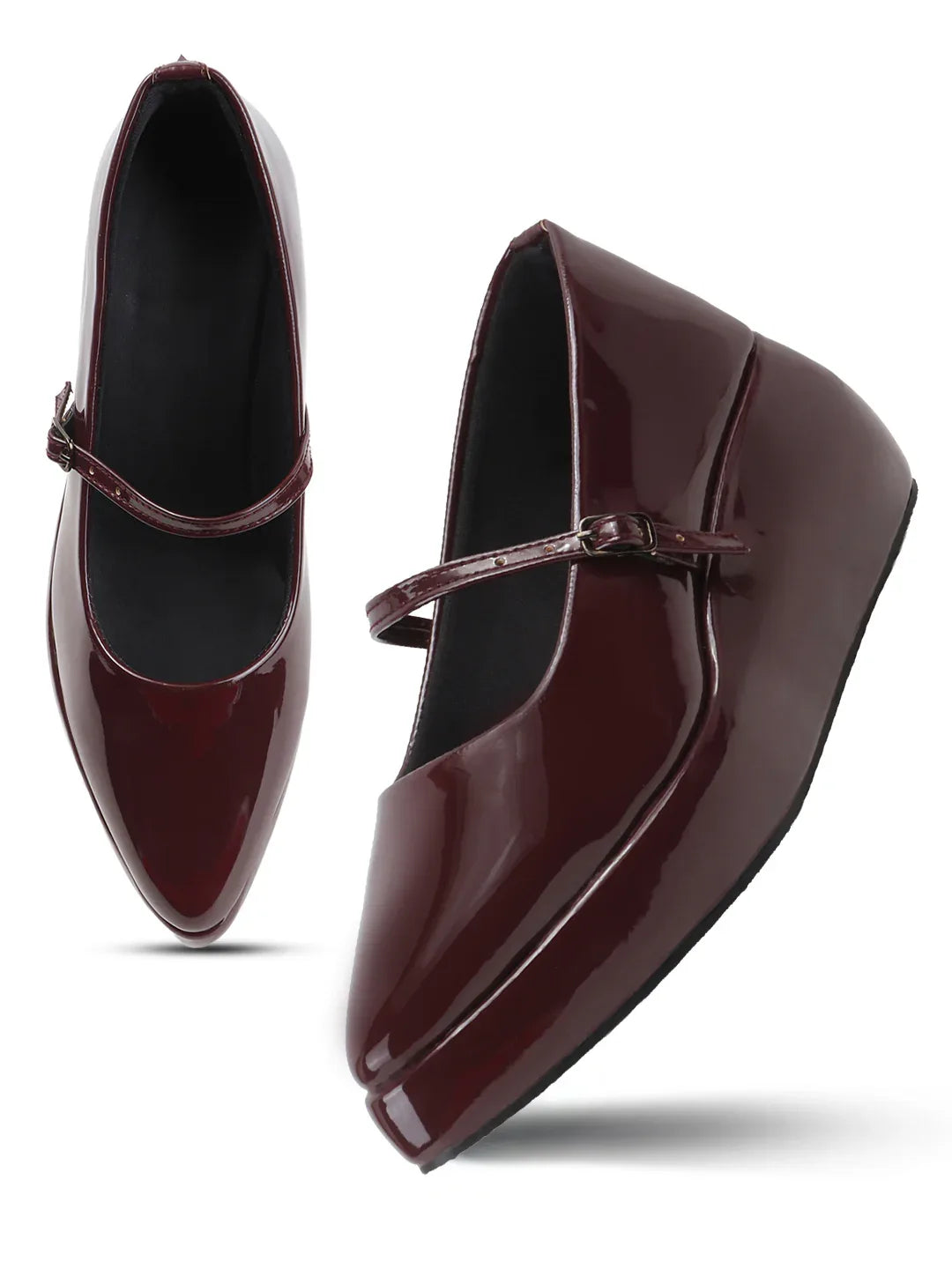 Rounded Toe Platform Mary Jane Shoes