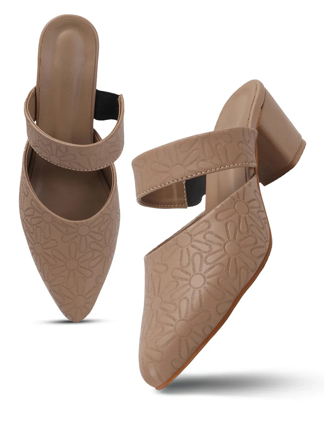 Glitter Strap Block Heel Sandals
