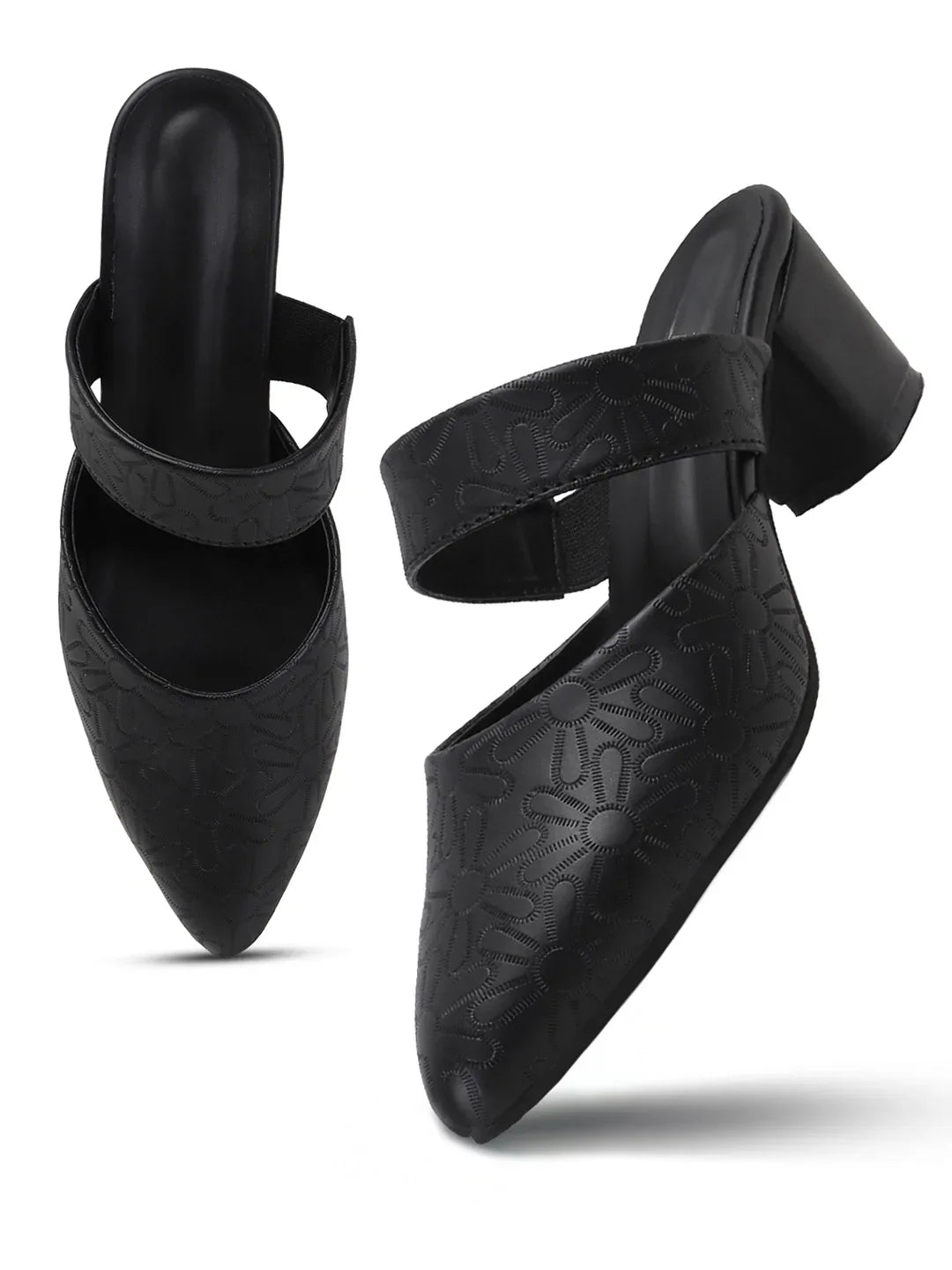 Glitter Strap Block Heel Sandals