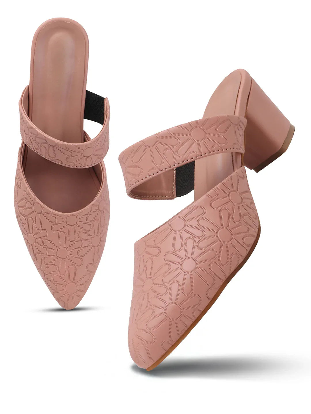Glitter Strap Block Heel Sandals