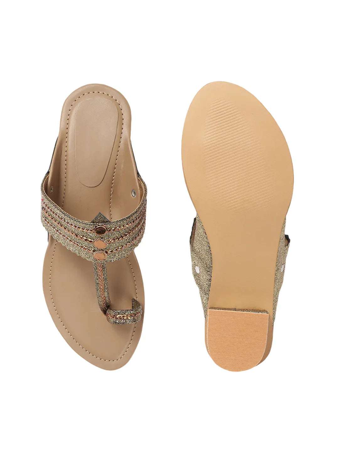 Block Heel Sandals Stylish Toe Ring Ethnic Design