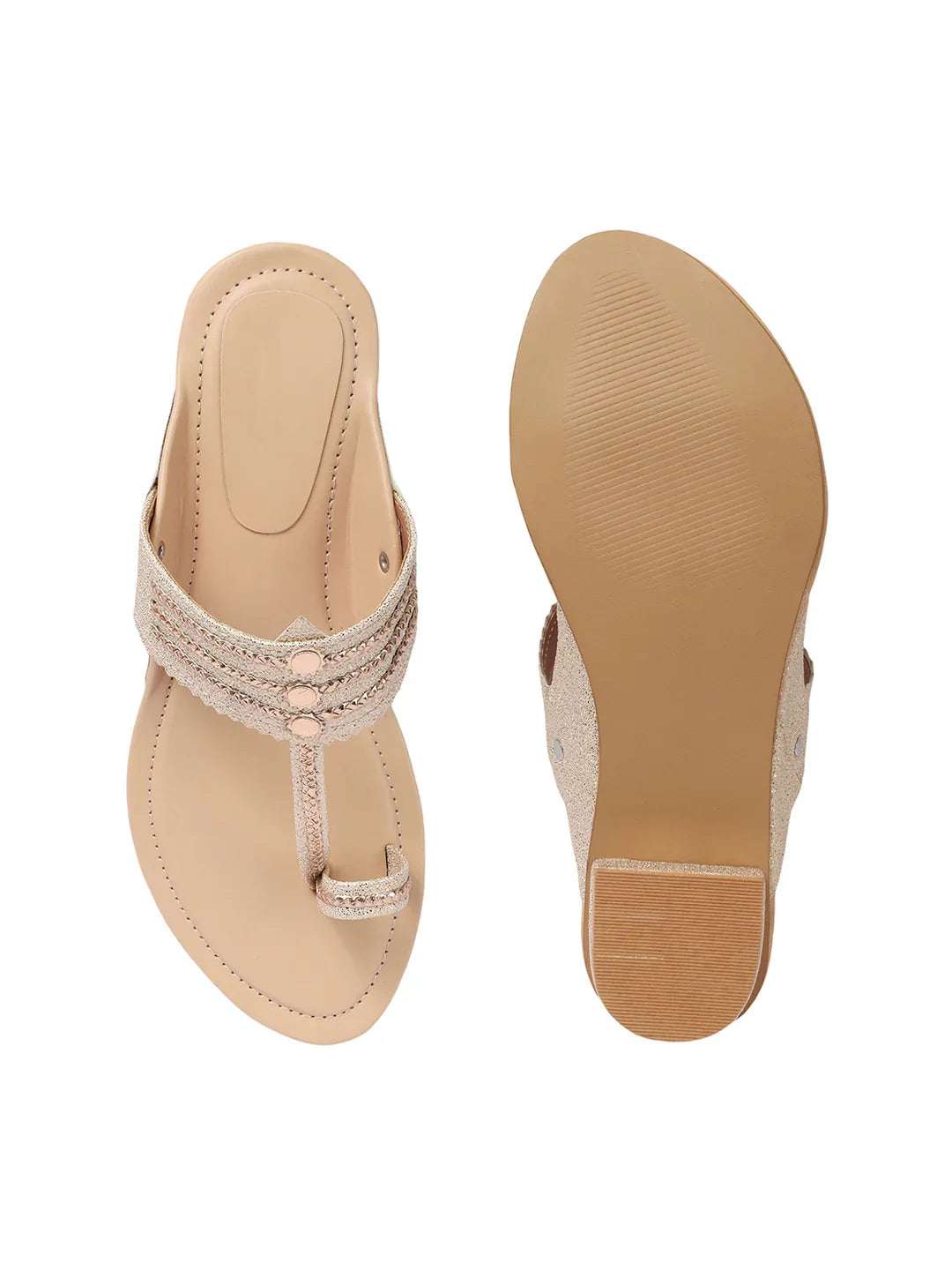 Block Heel Sandals Stylish Toe Ring Ethnic Design