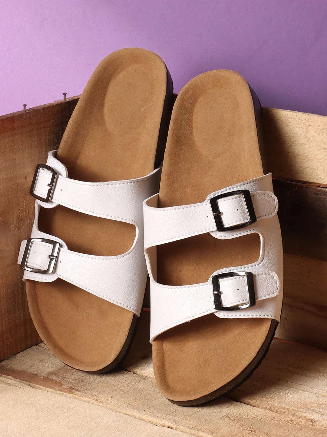 Double Buckle Comfort Slide Sandals