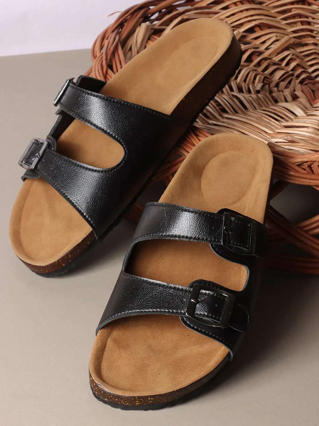 Double Buckle Comfort Slide Sandals