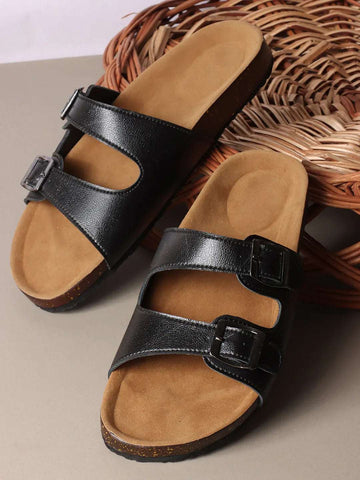 Double Buckle Comfort Slide Sandals