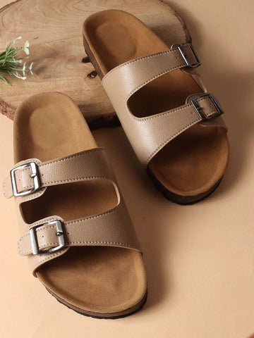 Double Buckle Comfort Slide Sandals
