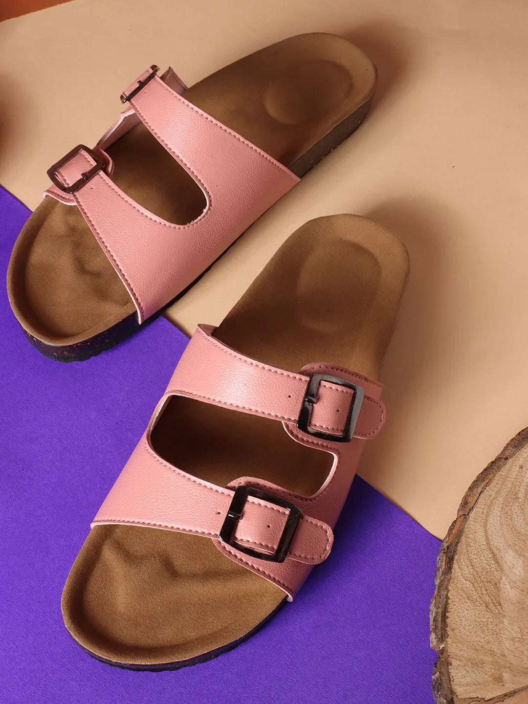 Double Buckle Comfort Slide Sandals