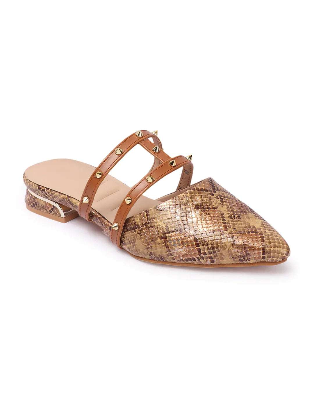 Trendy Stud Embellished Pointed Toe Mules