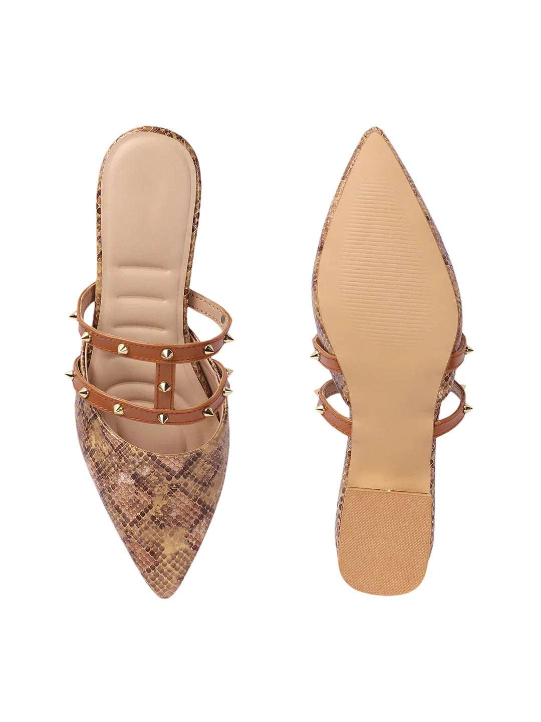Trendy Stud Embellished Pointed Toe Mules