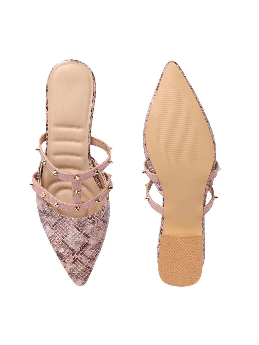 Trendy Stud Embellished Pointed Toe Mules