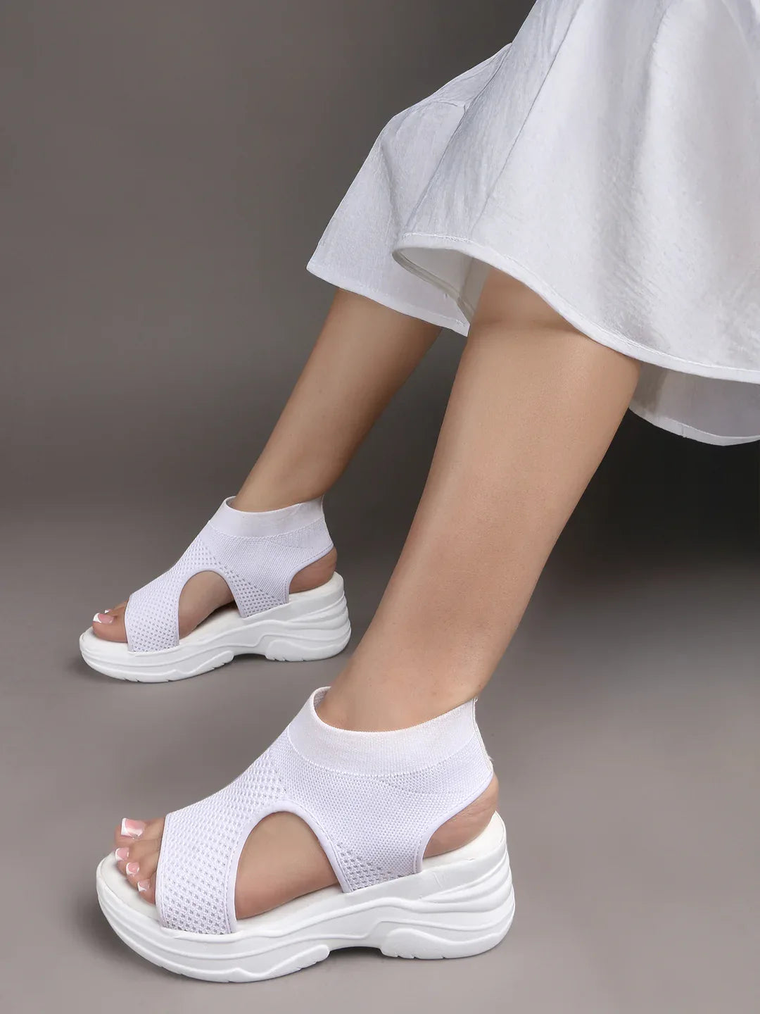 Sock-Style Breathable Platform Sandals