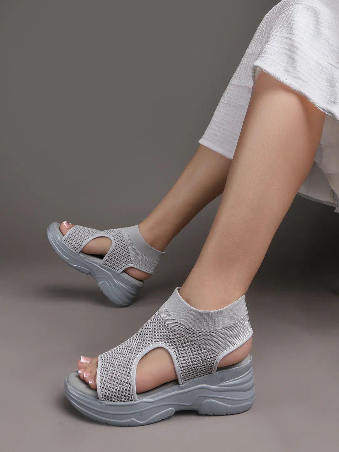 Sock-Style Breathable Platform Sandals