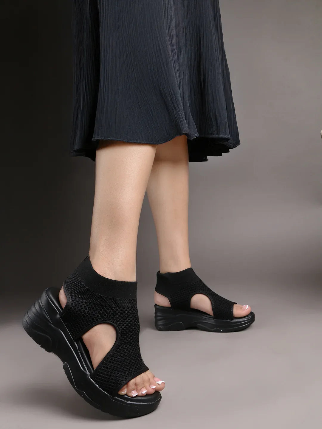 Sock-Style Breathable Platform Sandals