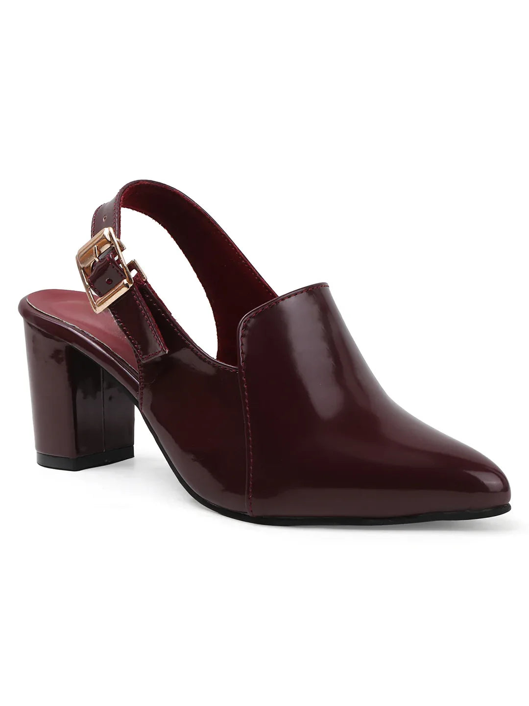 Elegant Gloss Finish Mid Heel Shoes