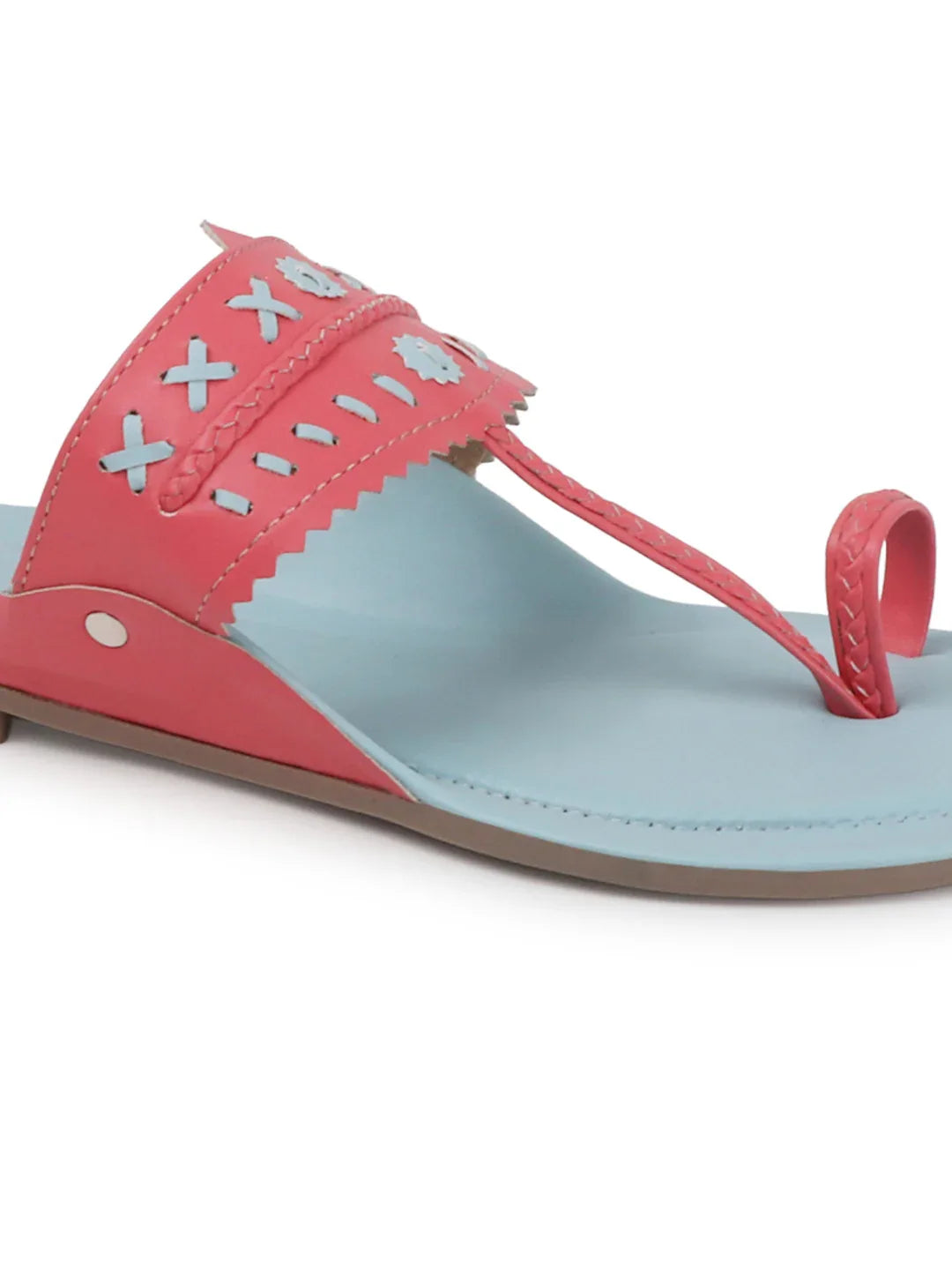 Embroidered Strap Flat Sandals