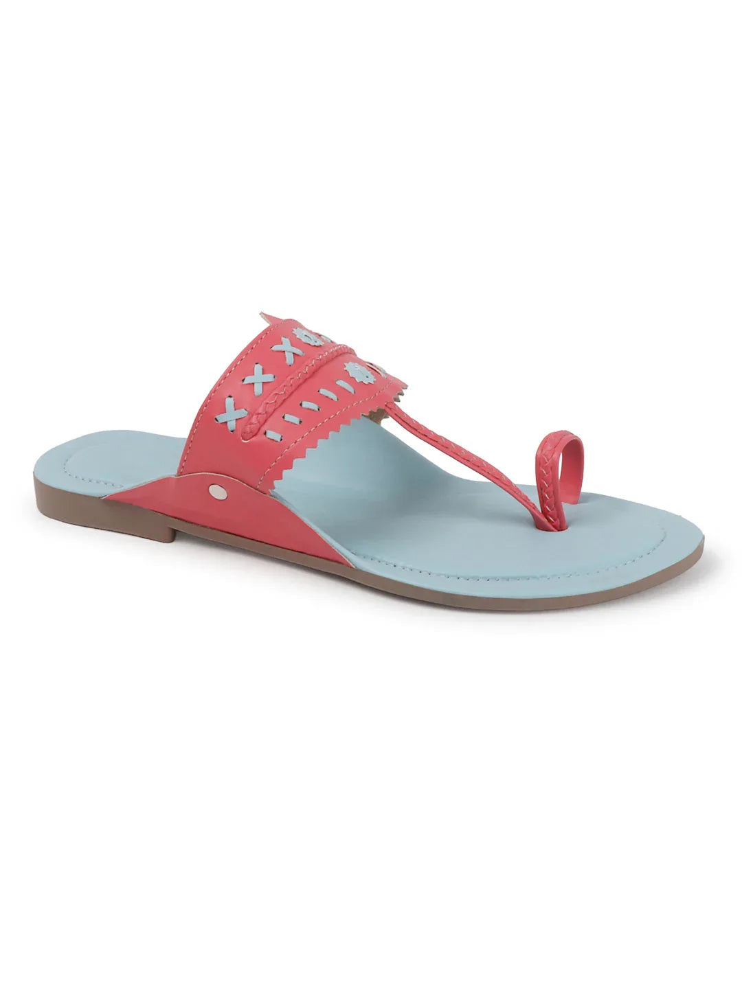 Embroidered Strap Flat Sandals