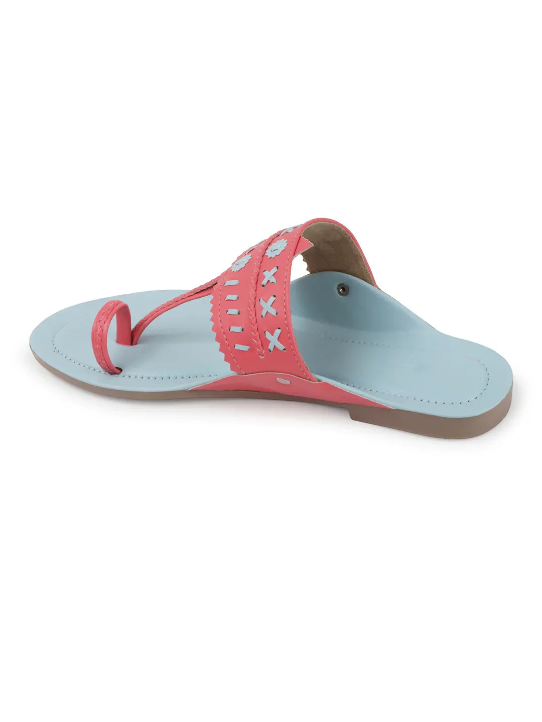 Embroidered Strap Flat Sandals