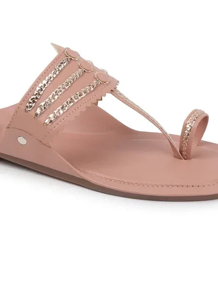 TRYME Comfortable Trendy Kholapuri Slip-On Flat Sandals For Womens And Girls