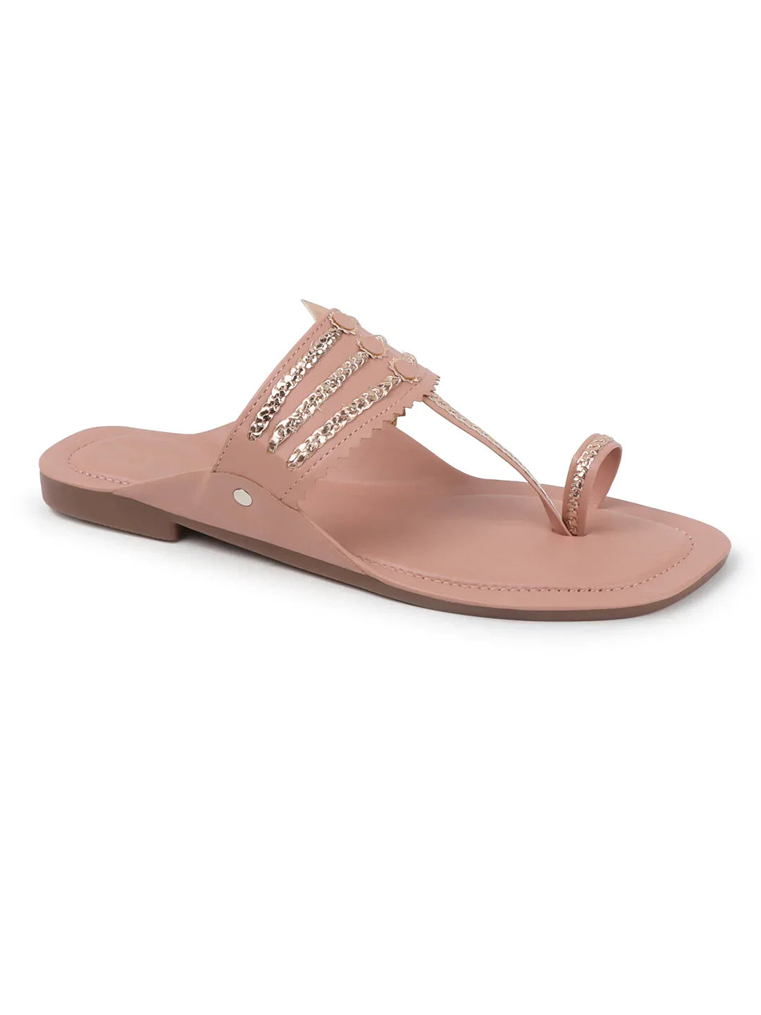 TRYME Comfortable Trendy Kholapuri Slip-On Flat Sandals For Womens And Girls