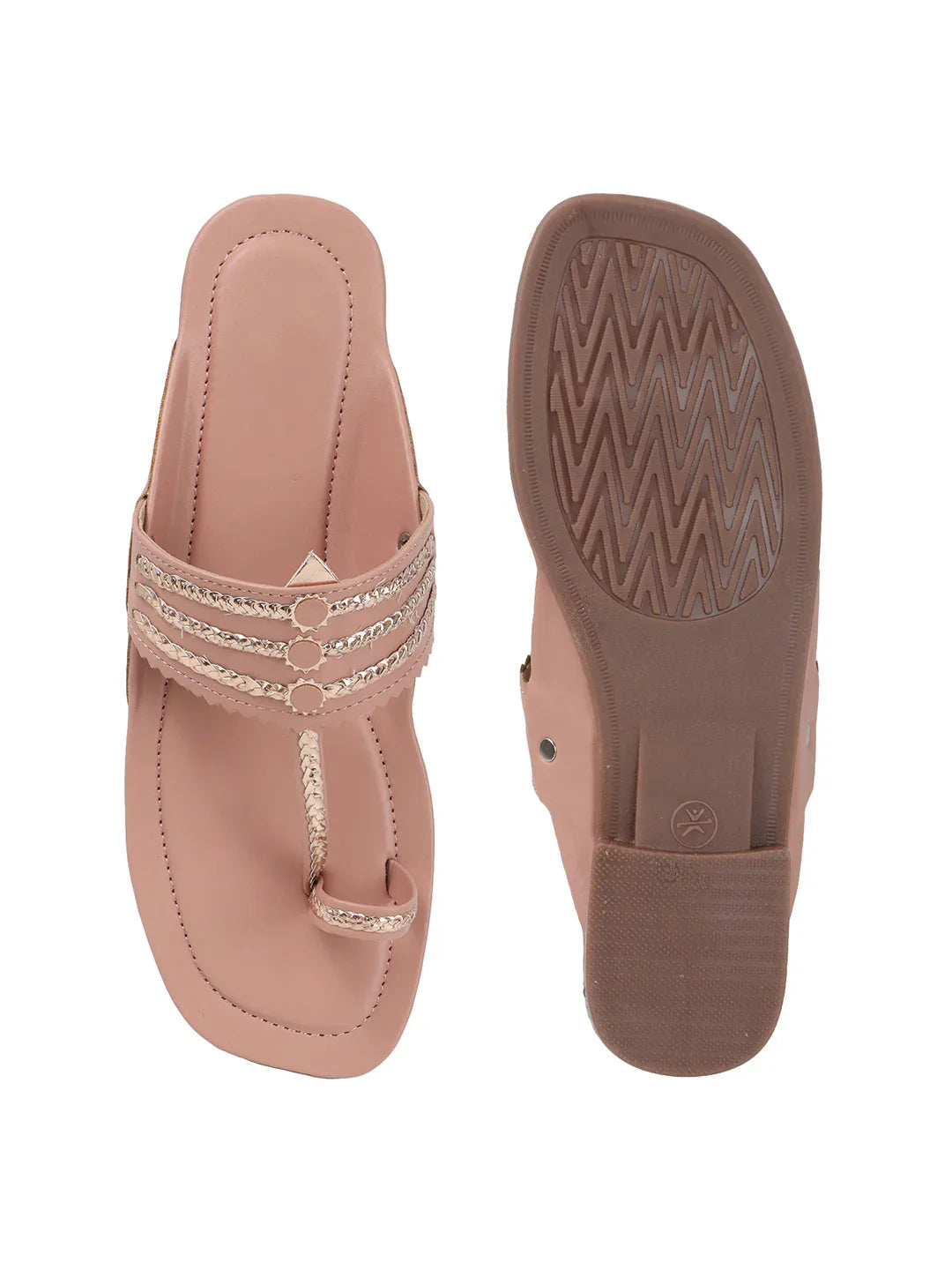 TRYME Comfortable Trendy Kholapuri Slip-On Flat Sandals For Womens And Girls