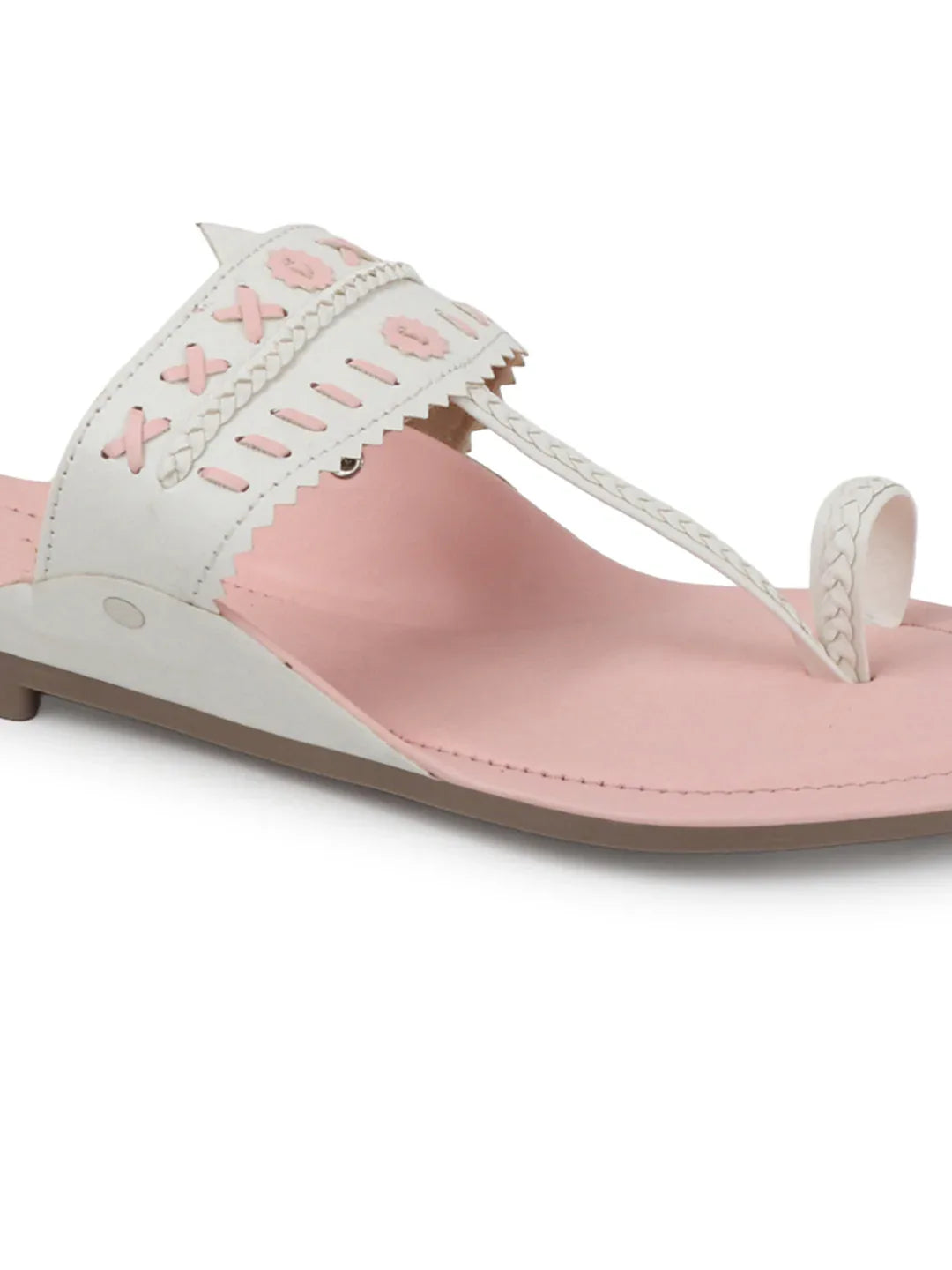 Embroidered Strap Flat Sandals