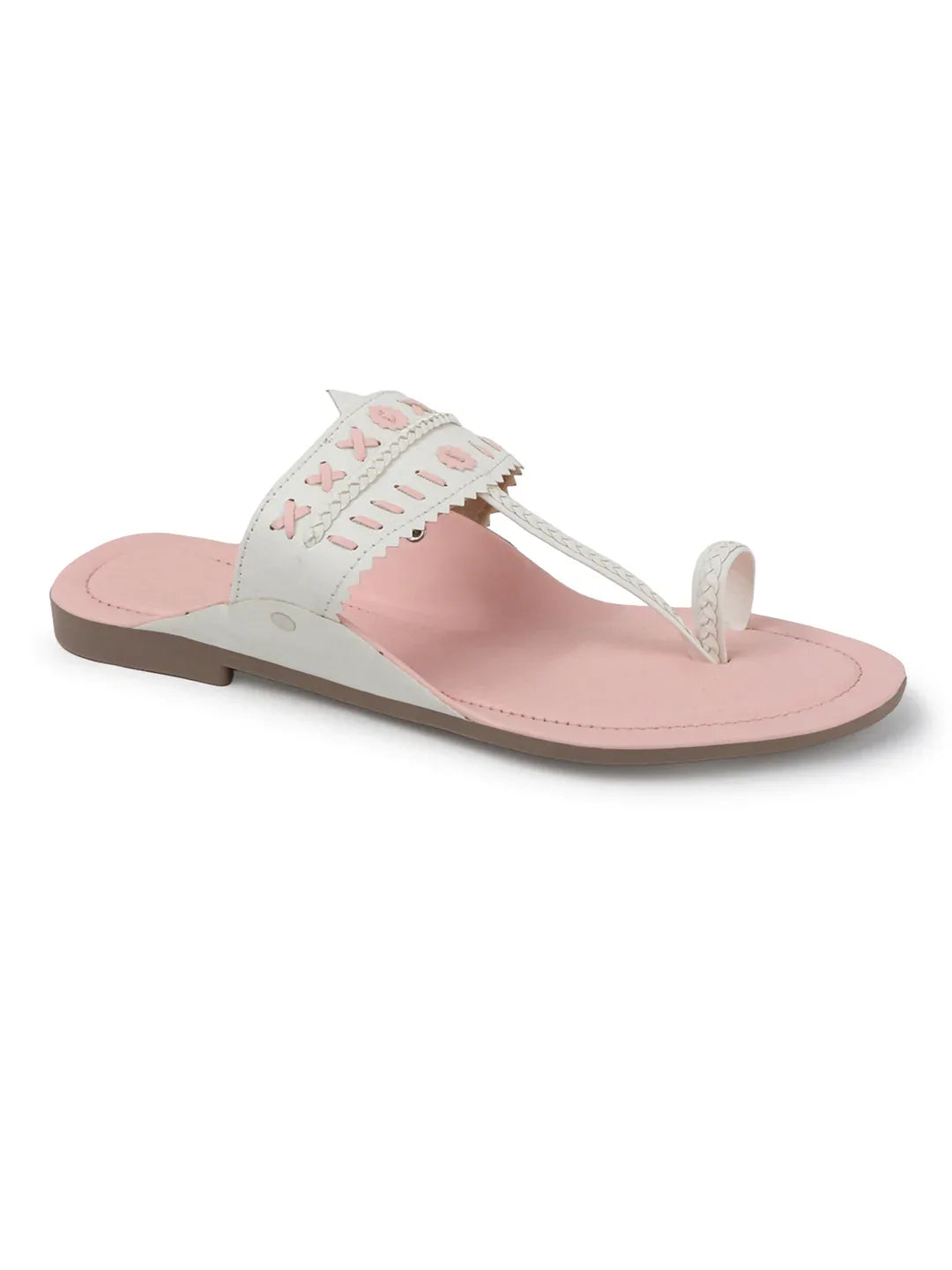 Embroidered Strap Flat Sandals