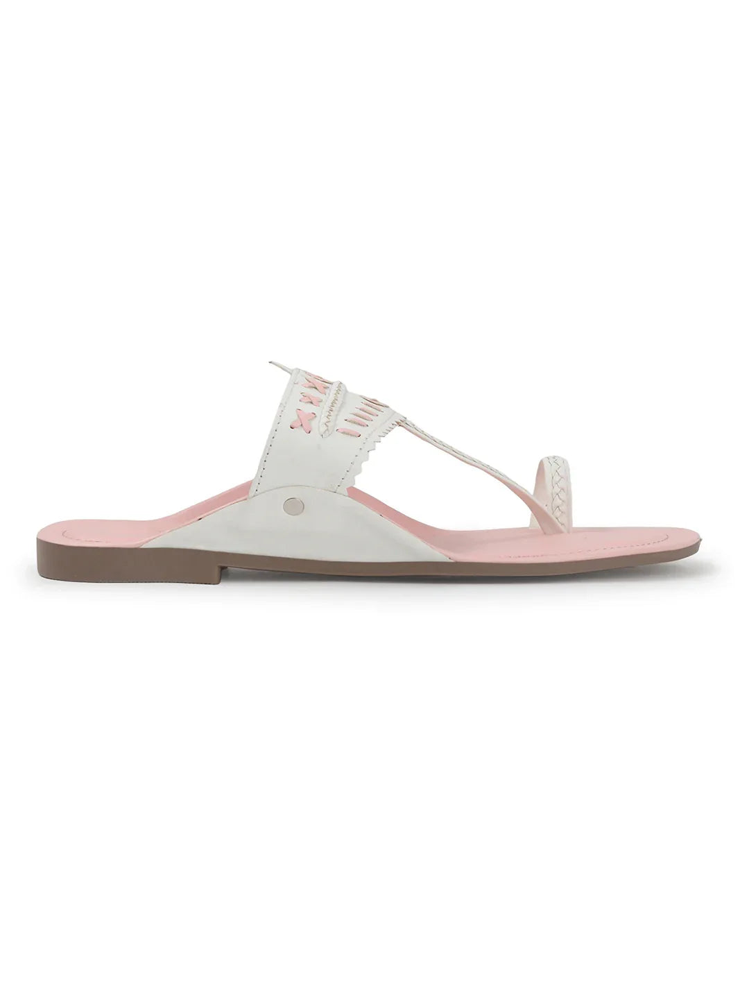 Embroidered Strap Flat Sandals