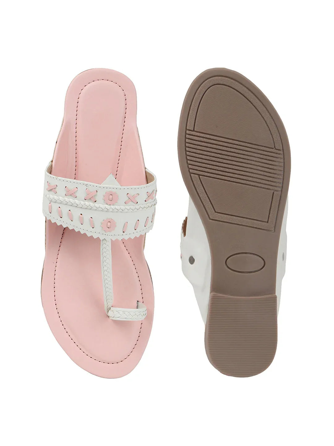 Embroidered Strap Flat Sandals