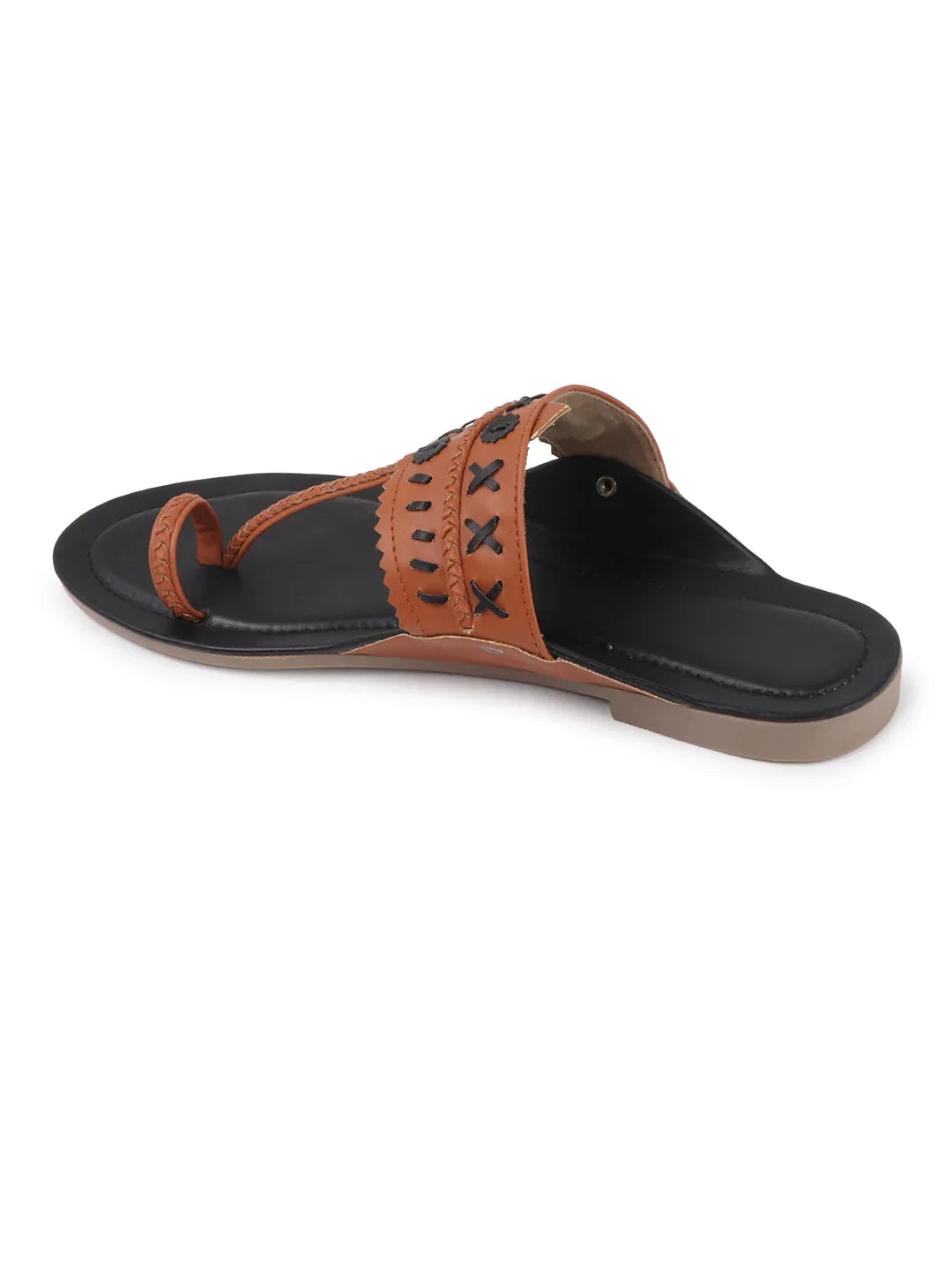 Embroidered Strap Flat Sandals