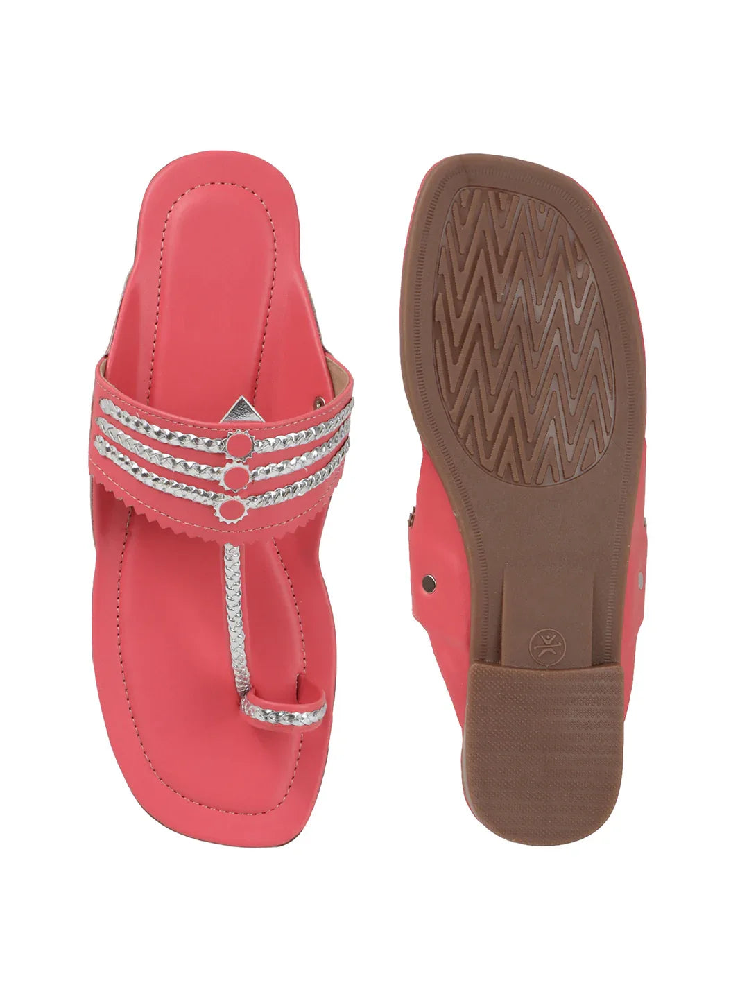 TRYME Comfortable Trendy Kholapuri Slip-On Flat Sandals For Womens And Girls