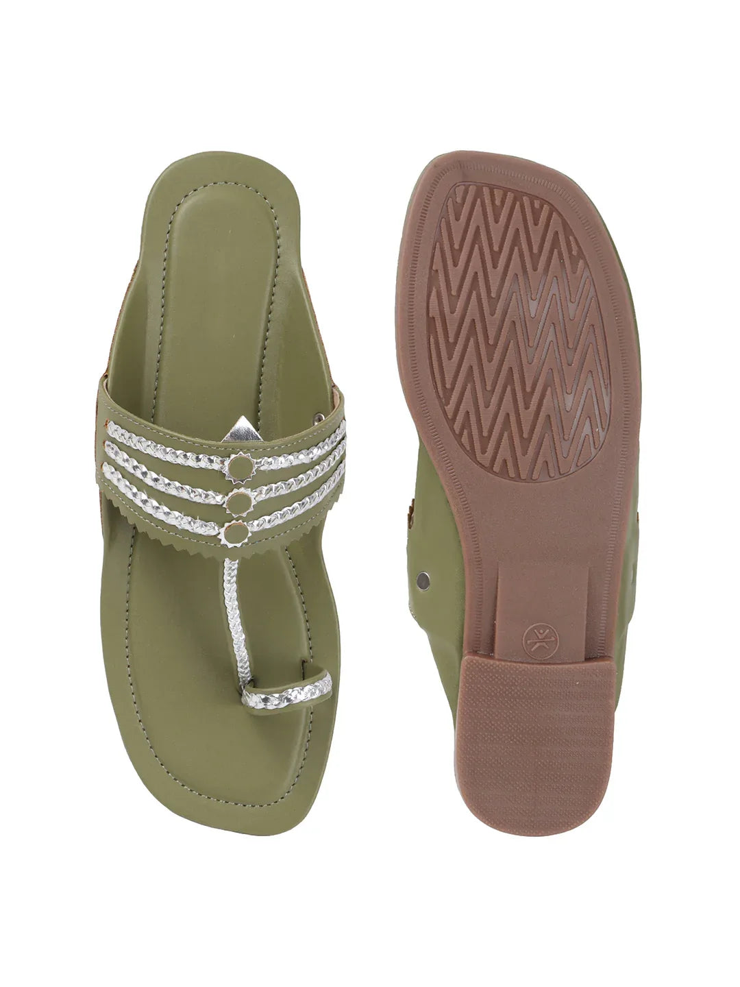 TRYME Comfortable Trendy Kholapuri Slip-On Flat Sandals For Womens And Girls