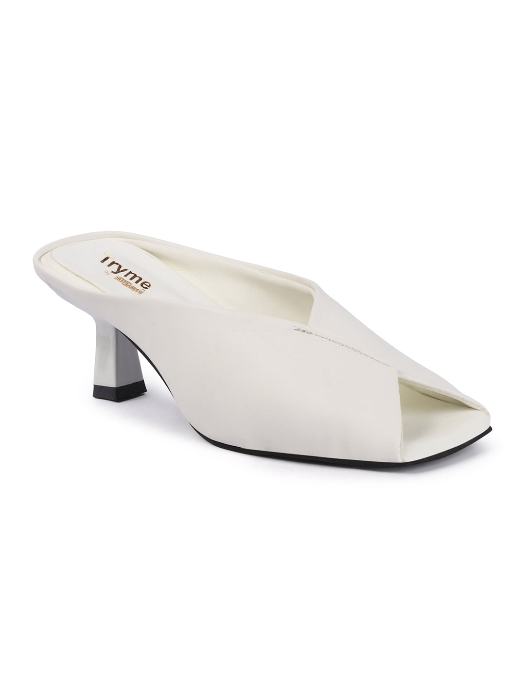 Curve Charm Twisted Upper Square Toe Heel Mules
