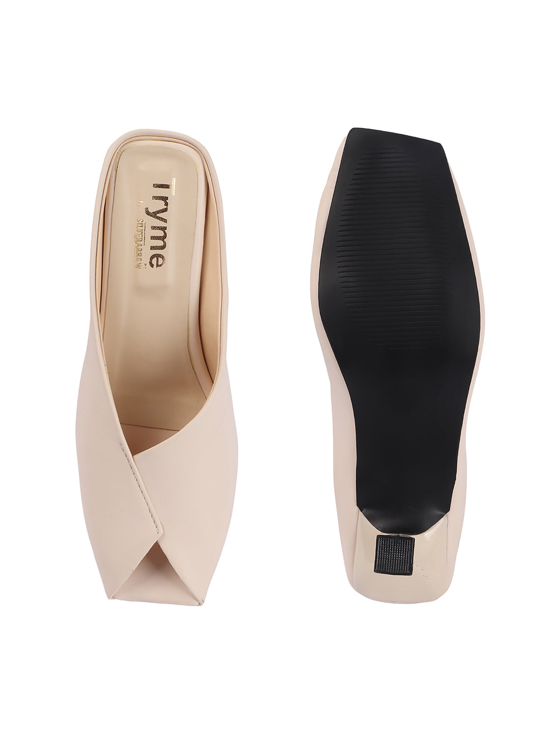 Curve Charm Twisted Upper Square Toe Heel Mules