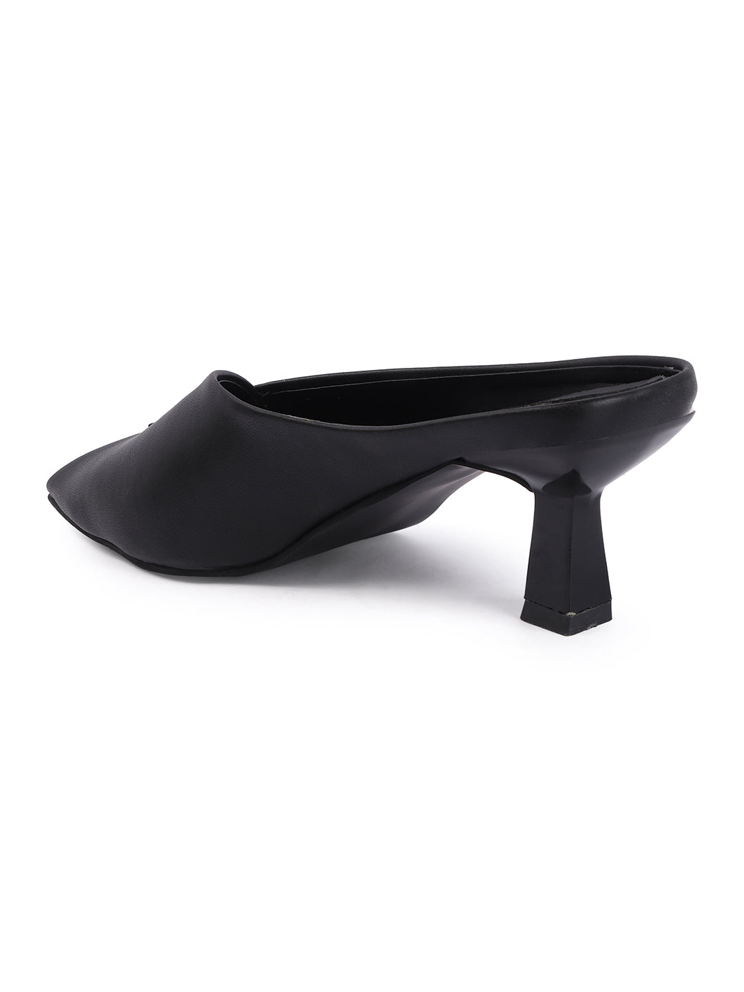 Curve Charm Twisted Upper Square Toe Heel Mules