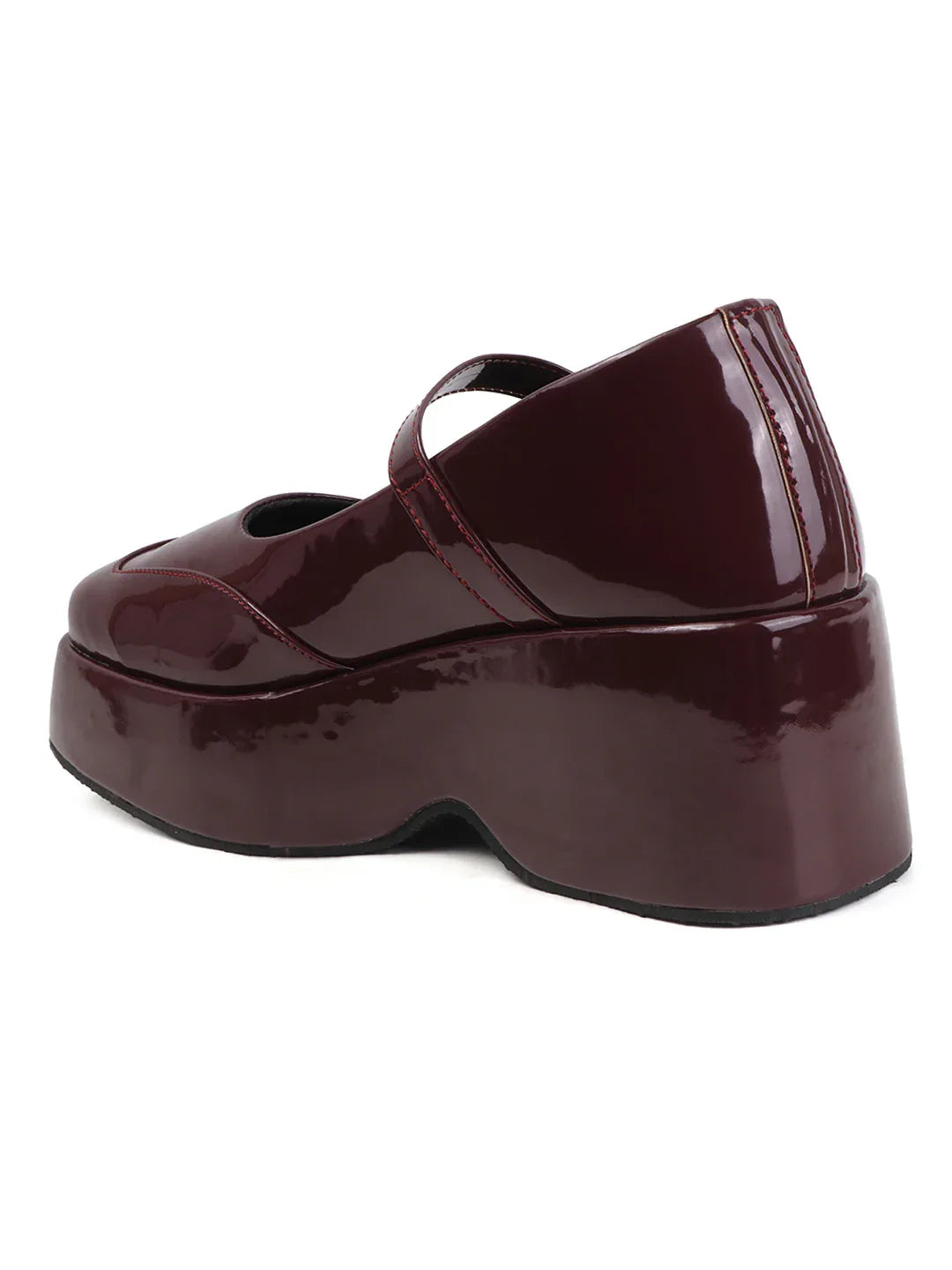 Glossy Strap Platform Heel Pumps