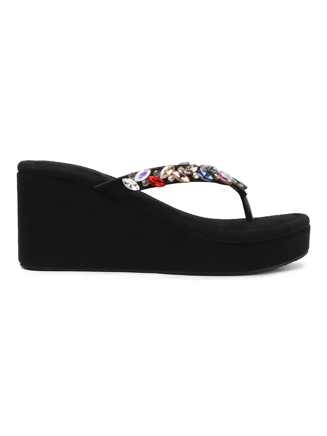 Jewel Detail Comfort Wedge Slides