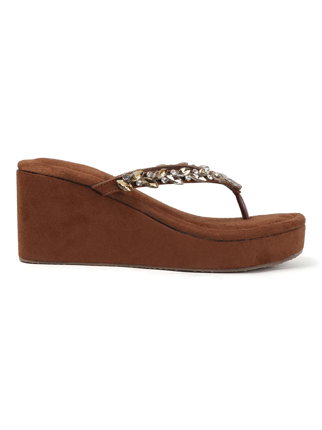 Jewel Detail Comfort Wedge Slides