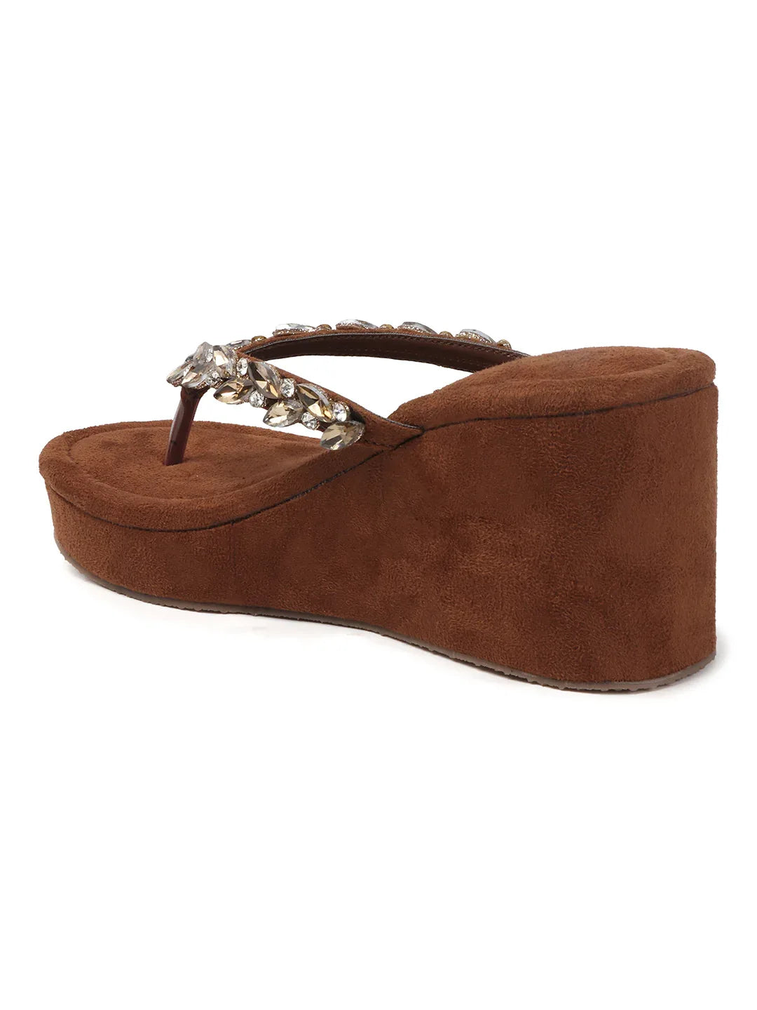 Jewel Detail Comfort Wedge Slides