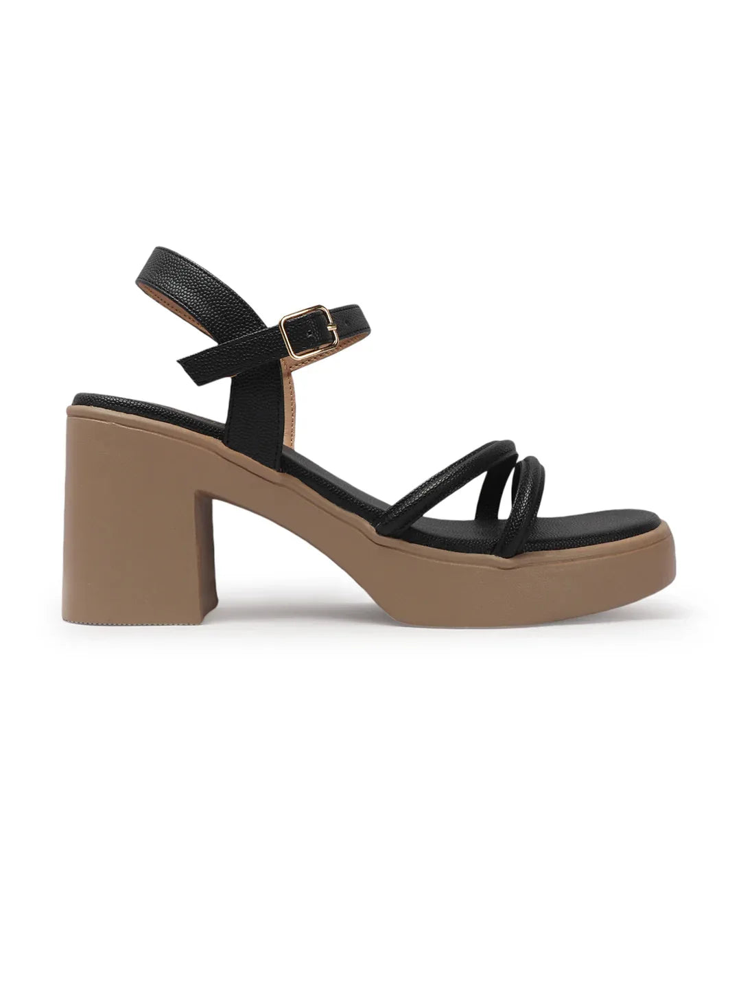 Elegant Triple-Strap Chunky Heel Sandals