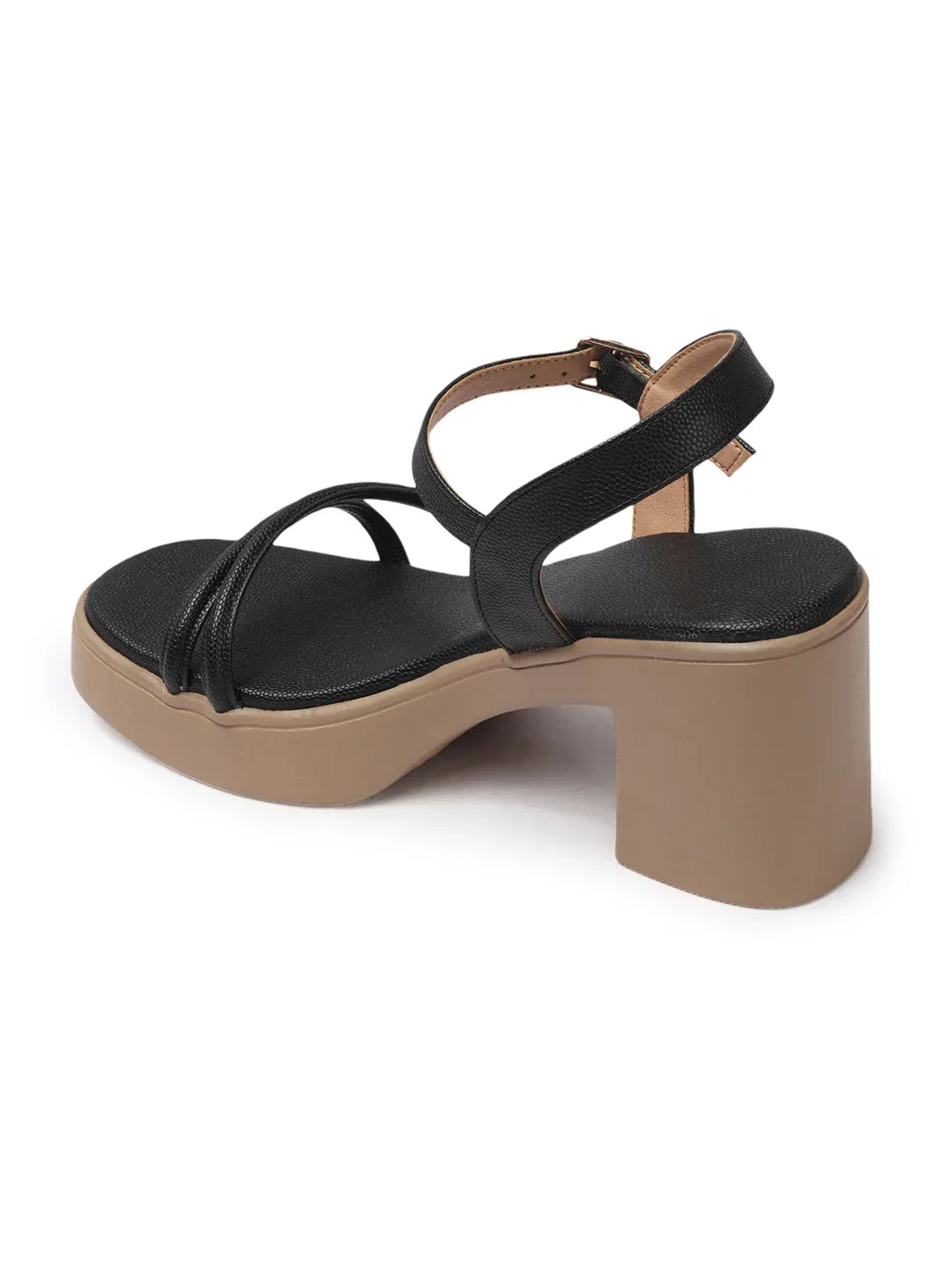 Elegant Triple-Strap Chunky Heel Sandals