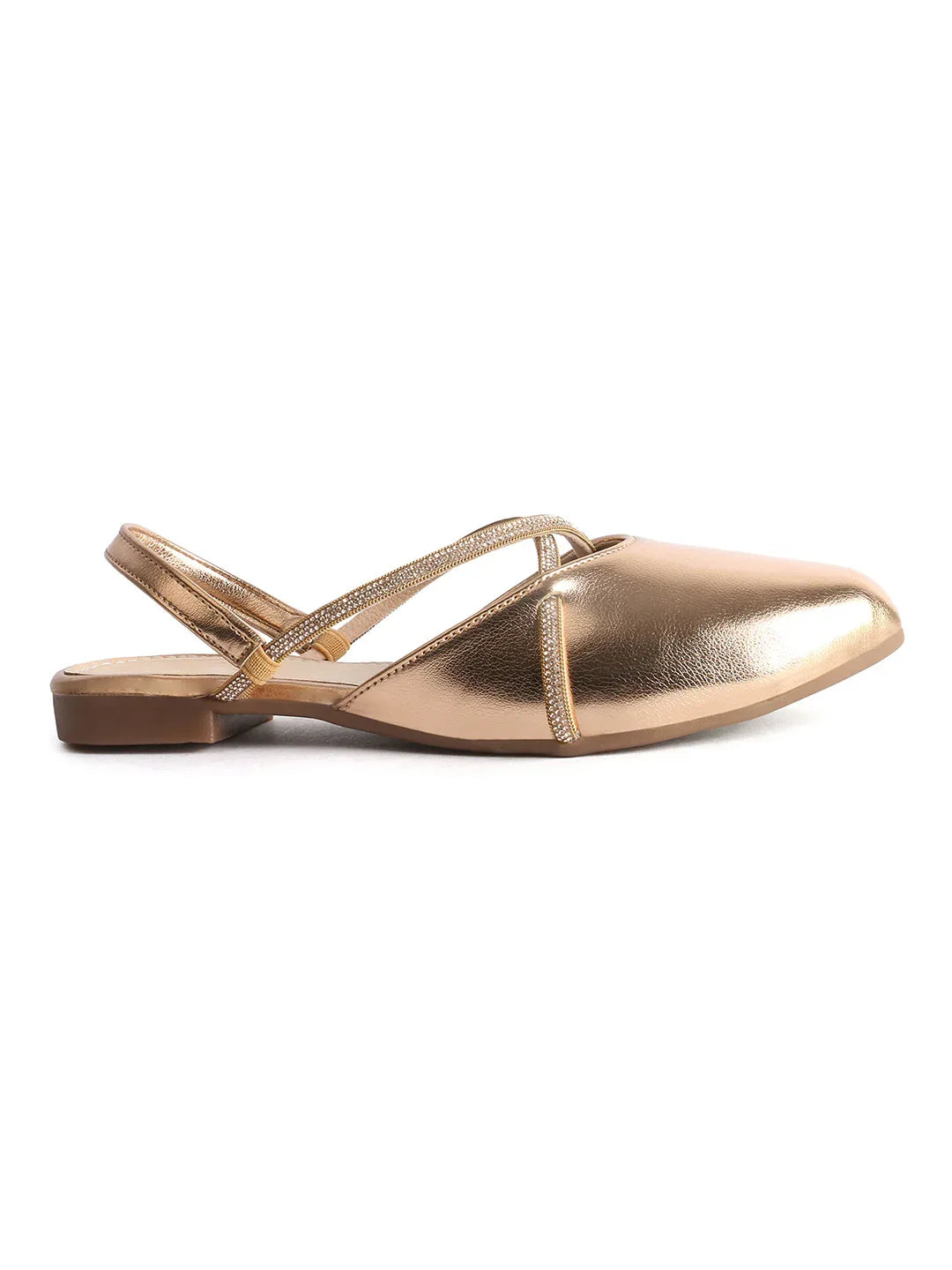 Shimmer Strap Slingback Flat Mules for Women