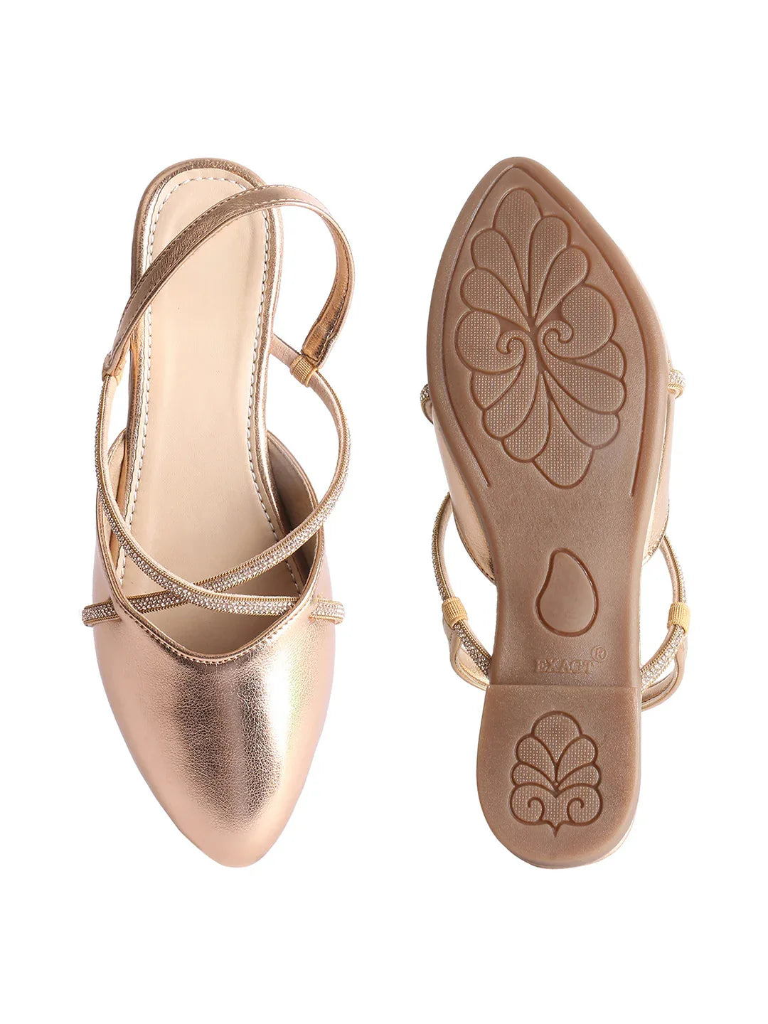 Shimmer Strap Slingback Flat Mules for Women