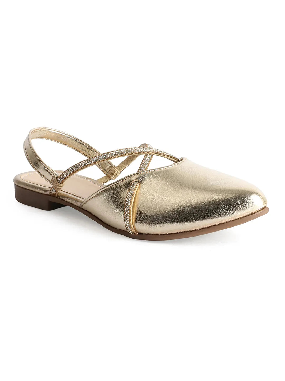 Shimmer Strap Slingback Flat Mules for Women