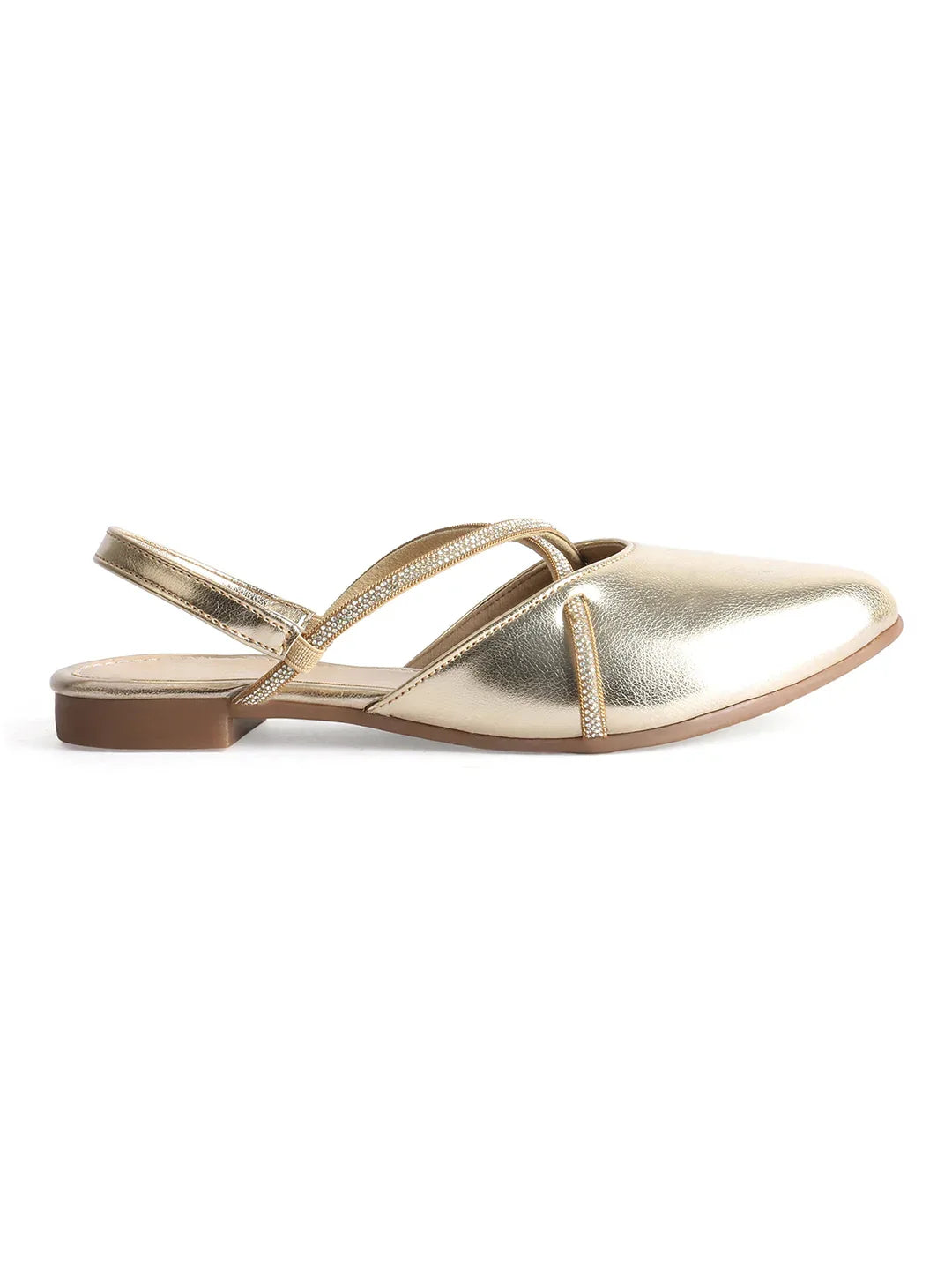 Shimmer Strap Slingback Flat Mules for Women