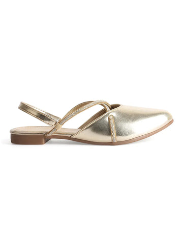 Shimmer Strap Slingback Flat Mules for Women