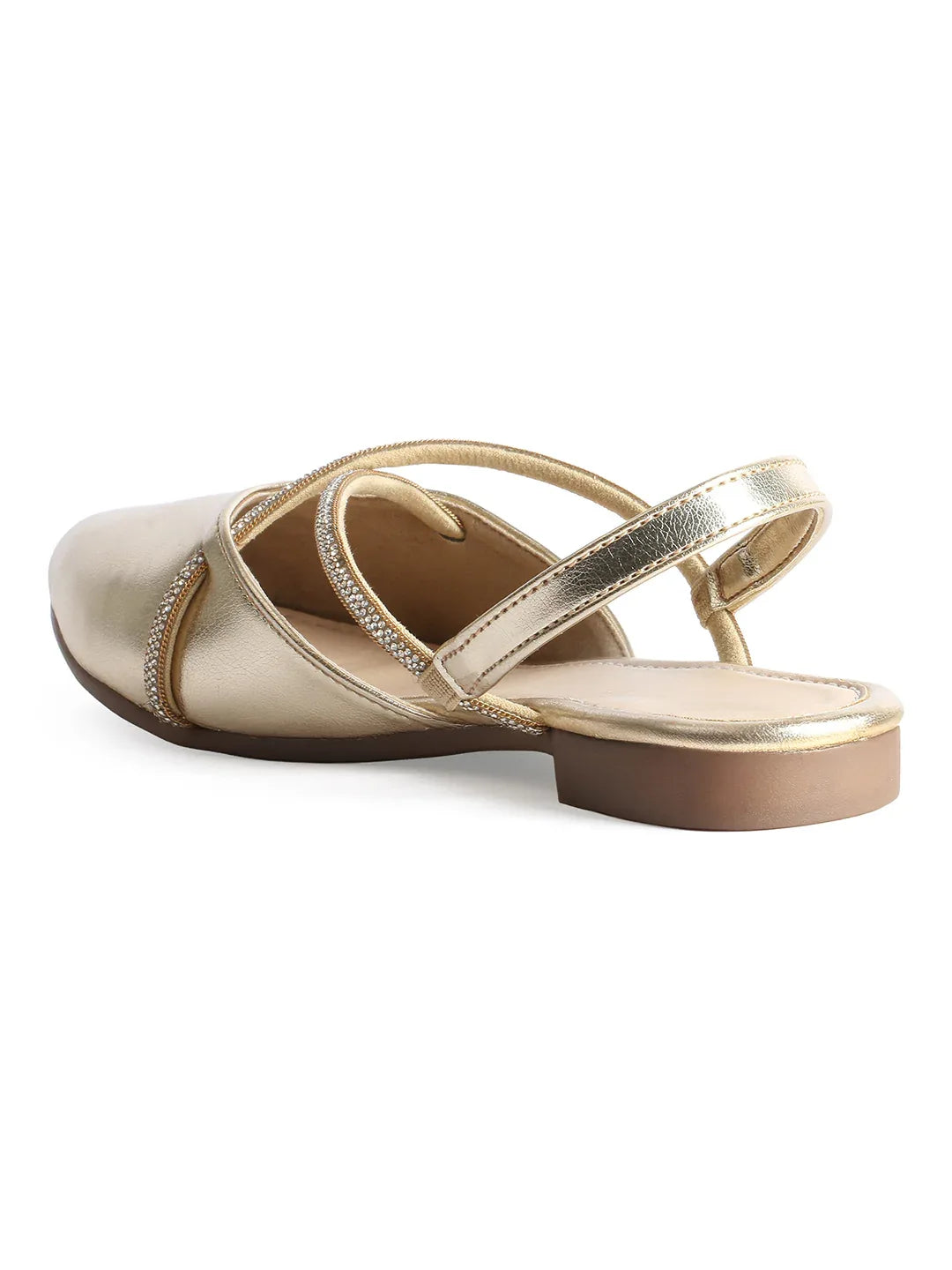 Shimmer Strap Slingback Flat Mules for Women