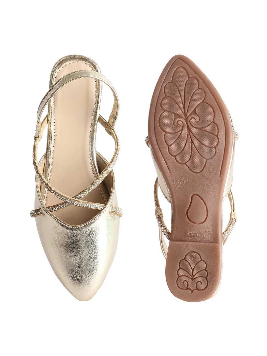 Shimmer Strap Slingback Flat Mules for Women